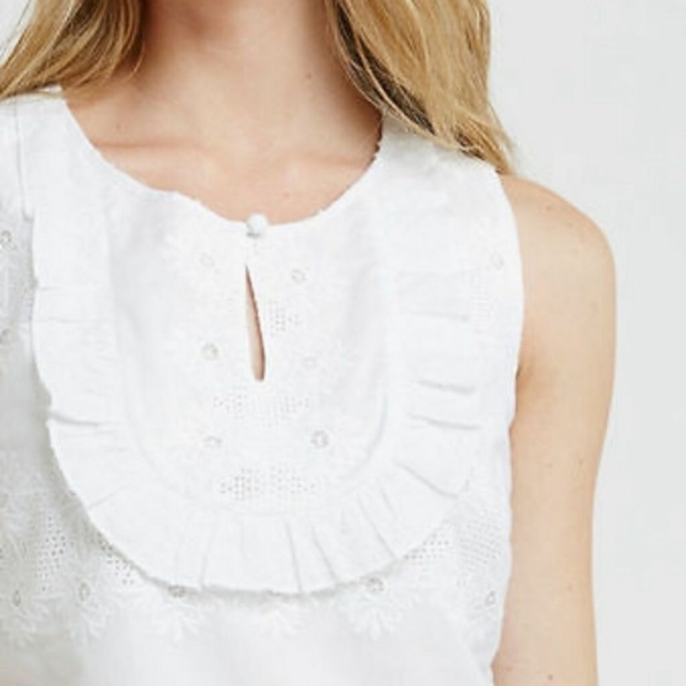 NWT Vineyard Vines white eyelet ruffle shift dress - Picture 4 of 8